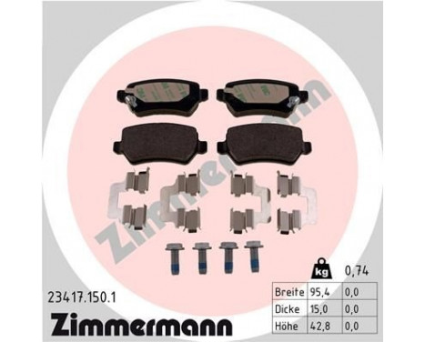 Brake Pad Set, disc brake 23417.150.1 Zimmermann