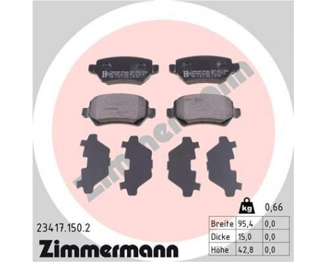 Brake Pad Set, disc brake 23417.150.2 Zimmermann