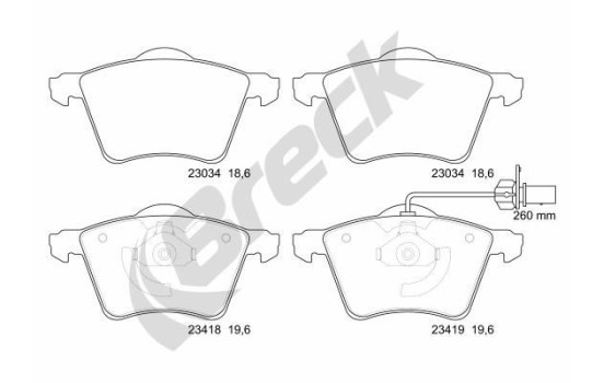 Brake pad set, disc brake 23418 00 703 10 Breck