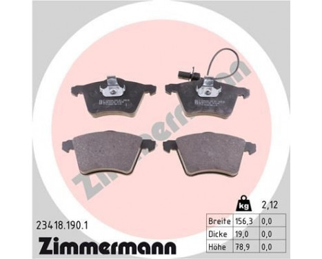 Brake Pad Set, disc brake 23418.190.1 Zimmermann