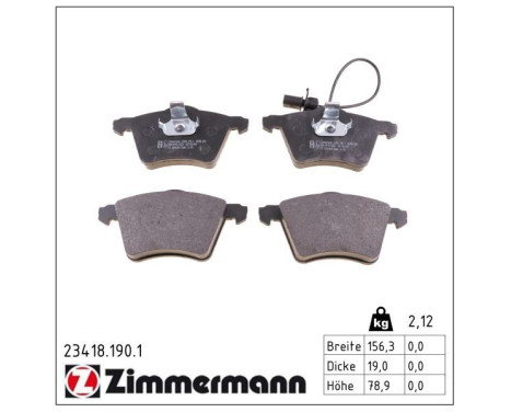 Brake Pad Set, disc brake 23418.190.1 Zimmermann, Image 2