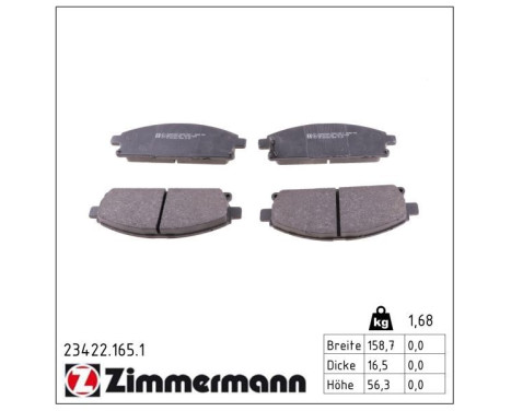 Brake Pad Set, disc brake 23422.165.1 Zimmermann, Image 2