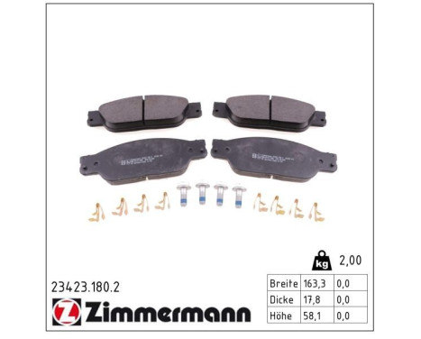 Brake Pad Set, disc brake 23423.180.2 Zimmermann, Image 2