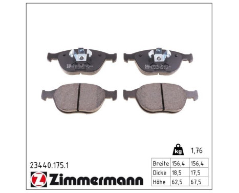 Brake Pad Set, disc brake 23440.175.1 Zimmermann, Image 2