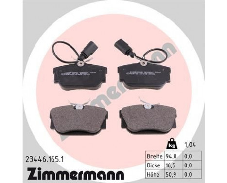 Brake Pad Set, disc brake 23446.165.1 Zimmermann