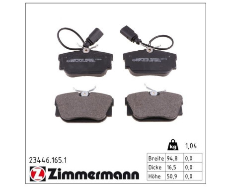 Brake Pad Set, disc brake 23446.165.1 Zimmermann, Image 2