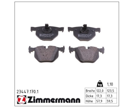Brake Pad Set, disc brake 23447.170.1 Zimmermann, Image 2