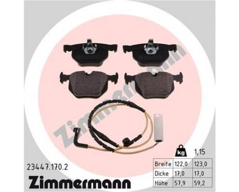 Brake Pad Set, disc brake 23447.170.2 Zimmermann