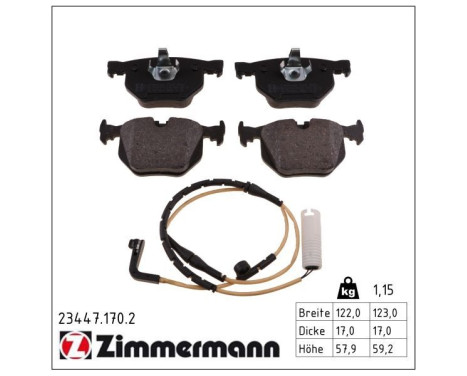 Brake Pad Set, disc brake 23447.170.2 Zimmermann, Image 2