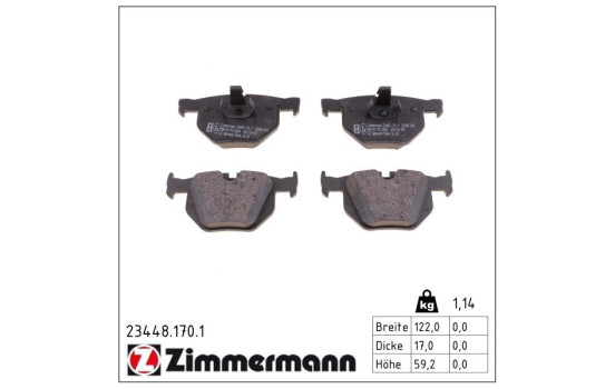 Brake Pad Set, disc brake 23448.170.1 Zimmermann, Image 2