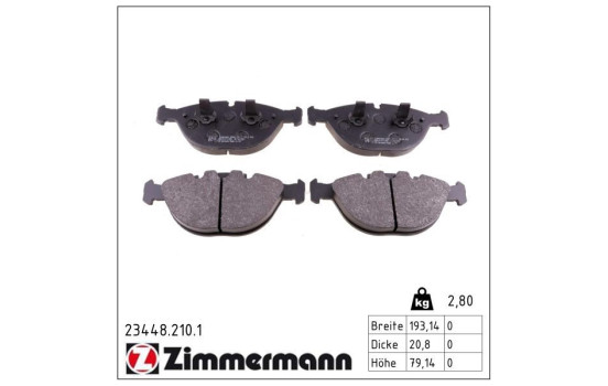 Brake Pad Set, disc brake 23448.210.1 Zimmermann, Image 2