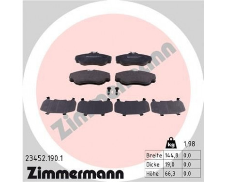 Brake Pad Set, disc brake 23452.190.1 Zimmermann