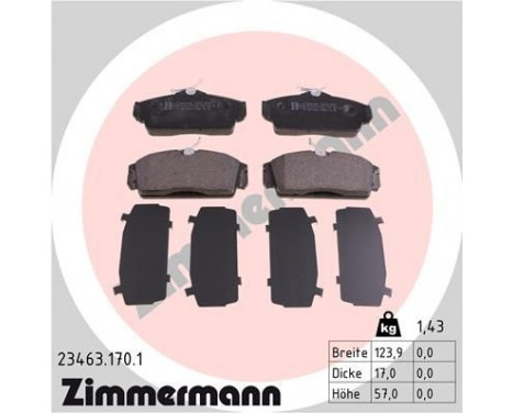 Brake Pad Set, disc brake 23463.170.1 Zimmermann, Image 2