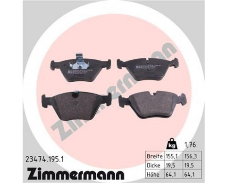 Brake Pad Set, disc brake 23474.195.1 Zimmermann