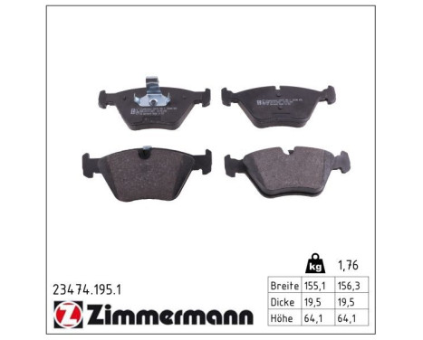 Brake Pad Set, disc brake 23474.195.1 Zimmermann, Image 2