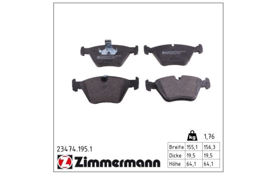 Brake Pad Set, disc brake 23474.195.1 Zimmermann, Image 2