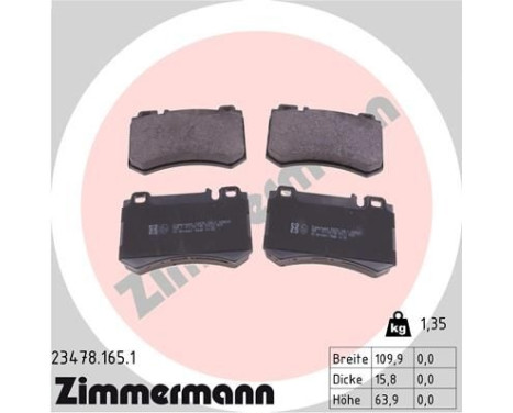 Brake Pad Set, disc brake 23478.165.1 Zimmermann, Image 2