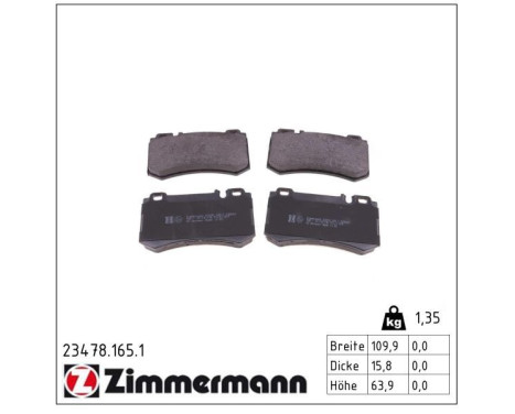 Brake Pad Set, disc brake 23478.165.1 Zimmermann, Image 2