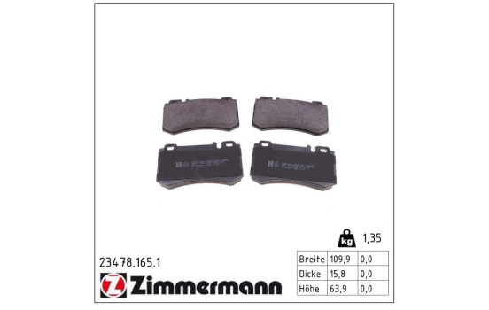 Brake Pad Set, disc brake 23478.165.1 Zimmermann, Image 2