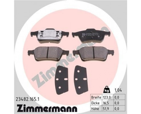 Brake Pad Set, disc brake 23482.165.1 Zimmermann