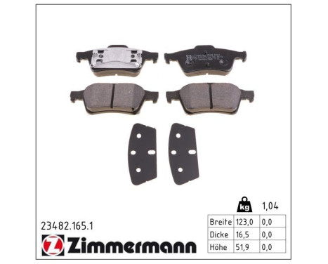 Brake Pad Set, disc brake 23482.165.1 Zimmermann, Image 2