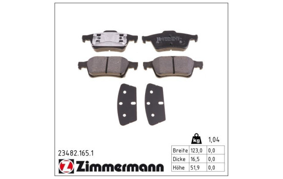 Brake Pad Set, disc brake 23482.165.1 Zimmermann, Image 2