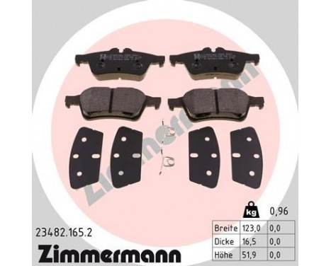 Brake Pad Set, disc brake 23482.165.2 Zimmermann, Image 2