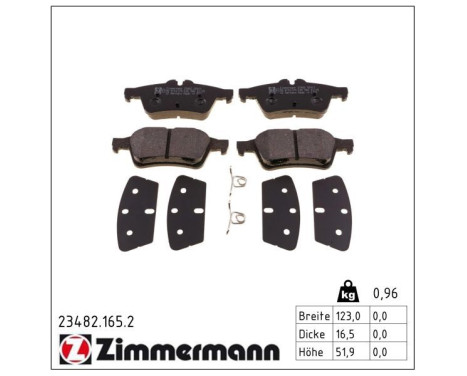 Brake Pad Set, disc brake 23482.165.2 Zimmermann, Image 2
