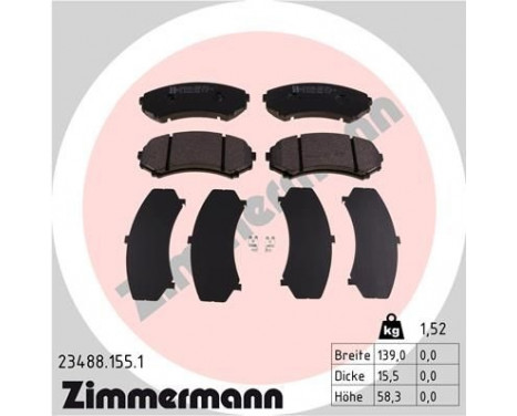 Brake Pad Set, disc brake 23488.155.1 Zimmermann