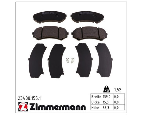 Brake Pad Set, disc brake 23488.155.1 Zimmermann, Image 2