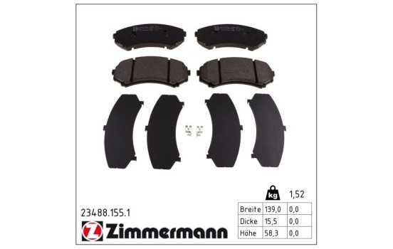 Brake Pad Set, disc brake 23488.155.1 Zimmermann, Image 2