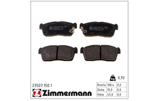 Brake Pad Set, disc brake 23507.150.1 Zimmermann, Image 2