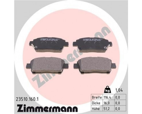 Brake Pad Set, disc brake 23510.160.1 Zimmermann, Image 2