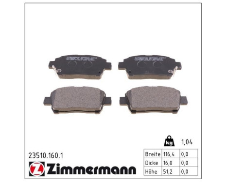 Brake Pad Set, disc brake 23510.160.1 Zimmermann, Image 2