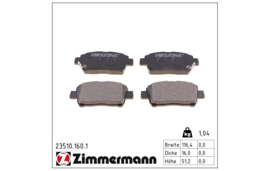 Brake Pad Set, disc brake 23510.160.1 Zimmermann, Image 2