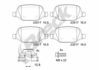 Brake pad set, disc brake 23517 00 704 00 Breck