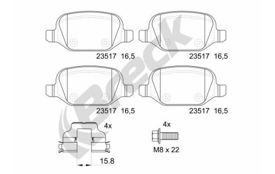 Brake pad set, disc brake 23517 00 704 00 Breck