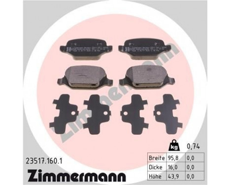 Brake Pad Set, disc brake 23517.160.1 Zimmermann