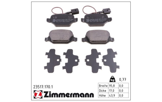 Brake Pad Set, disc brake 23517.170.1 Zimmermann, Image 2