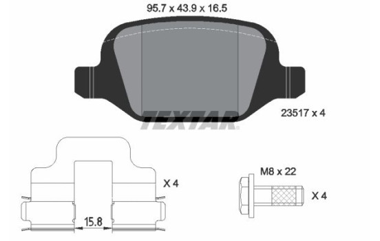Brake Pad Set, disc brake 2351703 Textar, Image 2