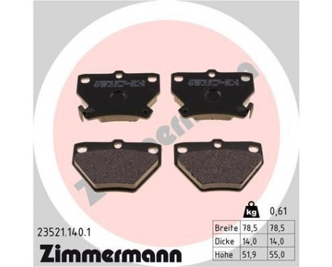 Brake Pad Set, disc brake 23521.140.1 Zimmermann