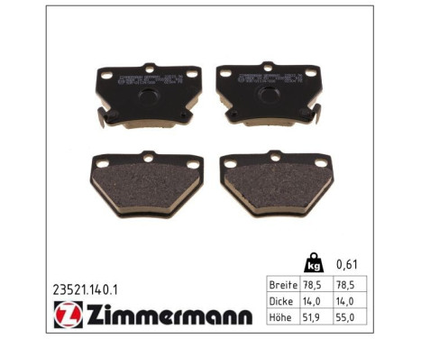 Brake Pad Set, disc brake 23521.140.1 Zimmermann, Image 2