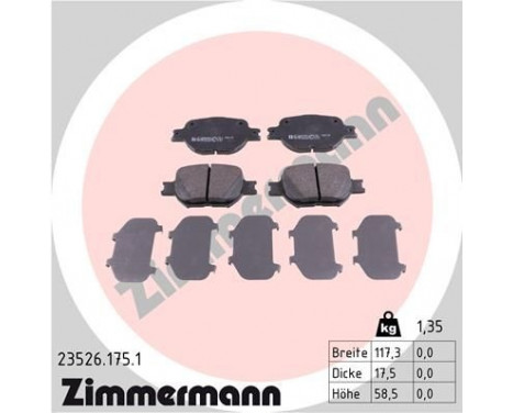 Brake Pad Set, disc brake 23526.175.1 Zimmermann