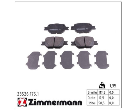Brake Pad Set, disc brake 23526.175.1 Zimmermann, Image 2