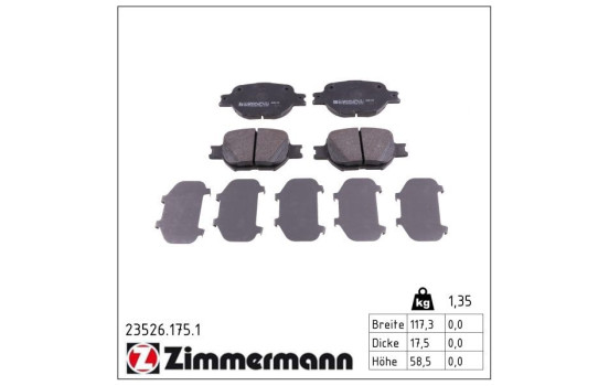 Brake Pad Set, disc brake 23526.175.1 Zimmermann, Image 2