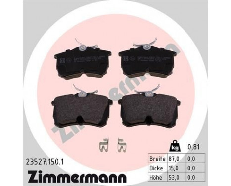 Brake Pad Set, disc brake 23527.150.1 Zimmermann