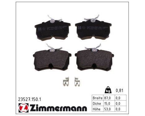 Brake Pad Set, disc brake 23527.150.1 Zimmermann, Image 2