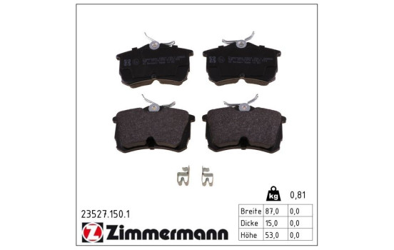 Brake Pad Set, disc brake 23527.150.1 Zimmermann, Image 2