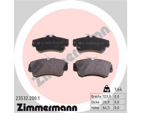 Brake Pad Set, disc brake 23532.200.1 Zimmermann