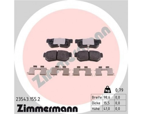 Brake Pad Set, disc brake 23543.155.2 Zimmermann